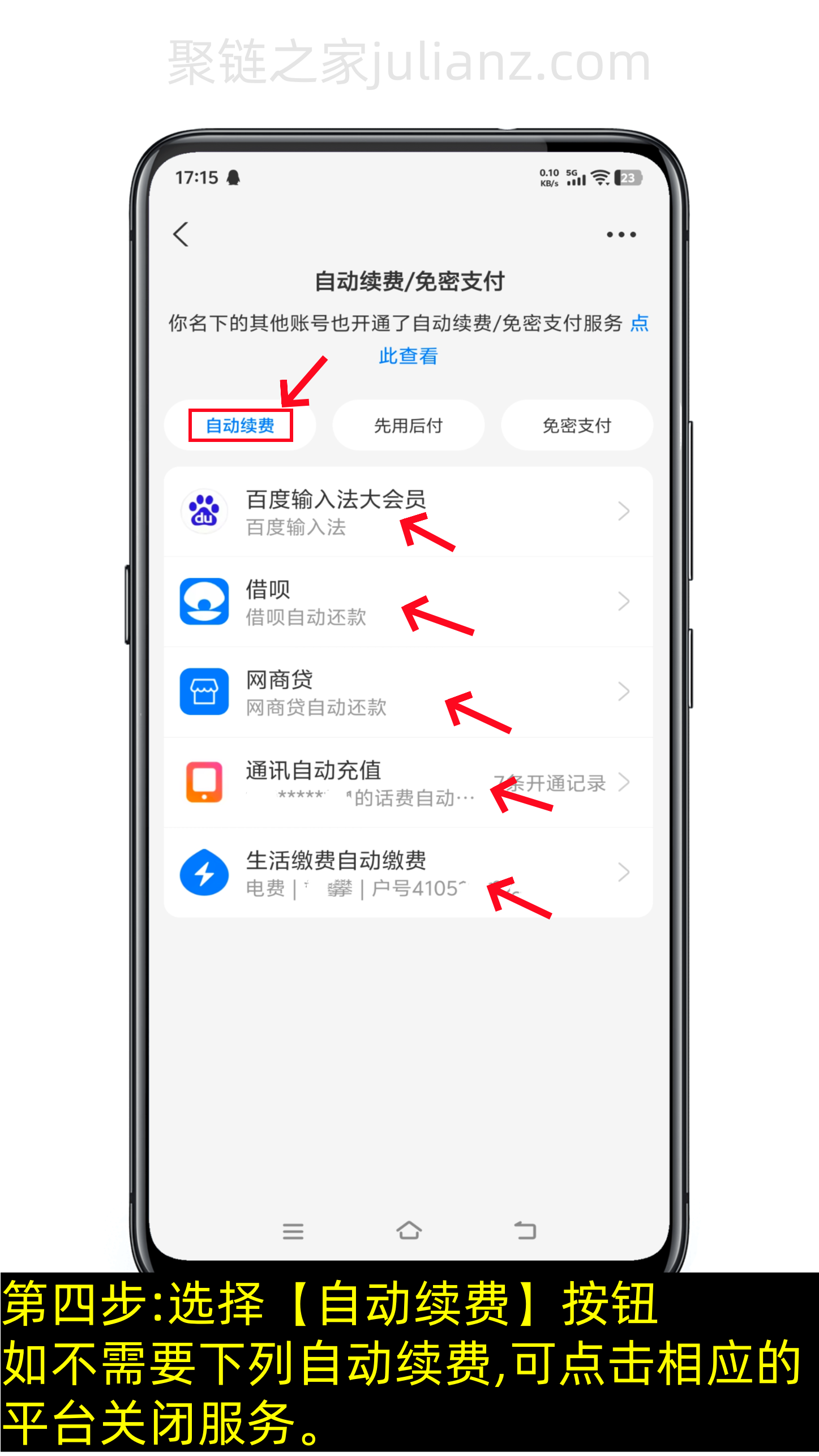 支付宝自动续费怎么关闭教程（图文版）-第4张图片-聚链之家